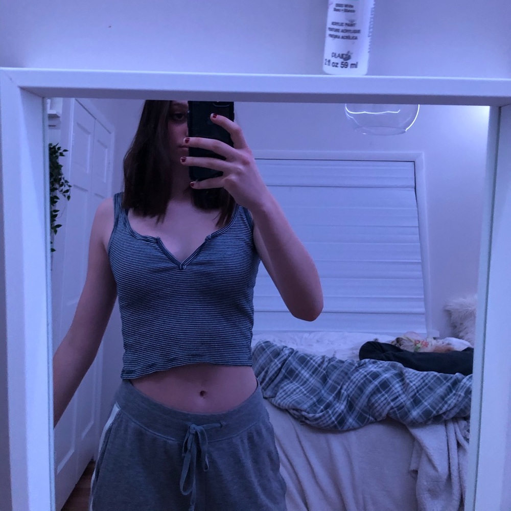 brandy melville blue and white striped tank top